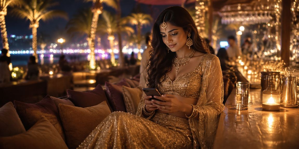 Elegant Indian woman enjoying VIP casino benefits